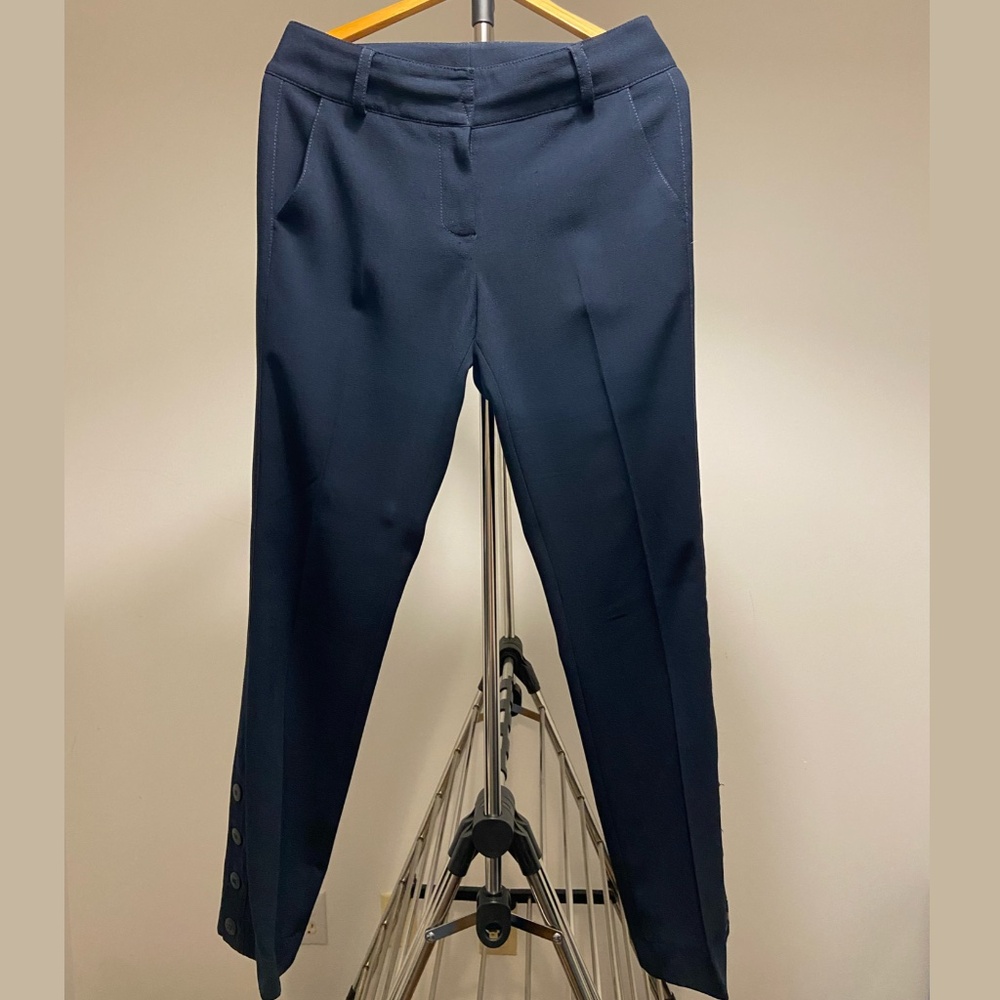 Le Lis Blanc Navy Blue Slim-Fit Dress Trousers - Size 6